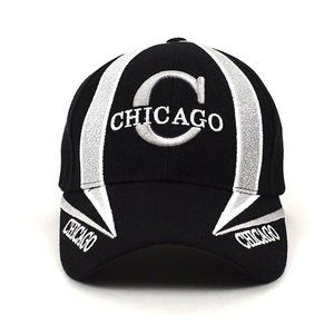 Chicago 3D Embroidered Baseball Caps Black, White